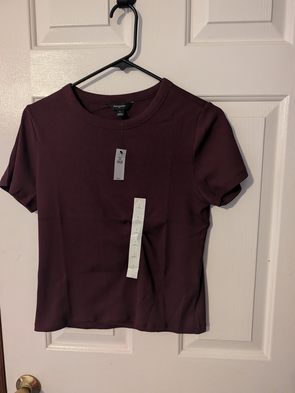 Banana Republic Short Sleeve Ribbed Tee - Deep Plum
